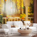 Wall Mural Space - Landscape from a Window with Autumn Trees and Falling Leaves 60574