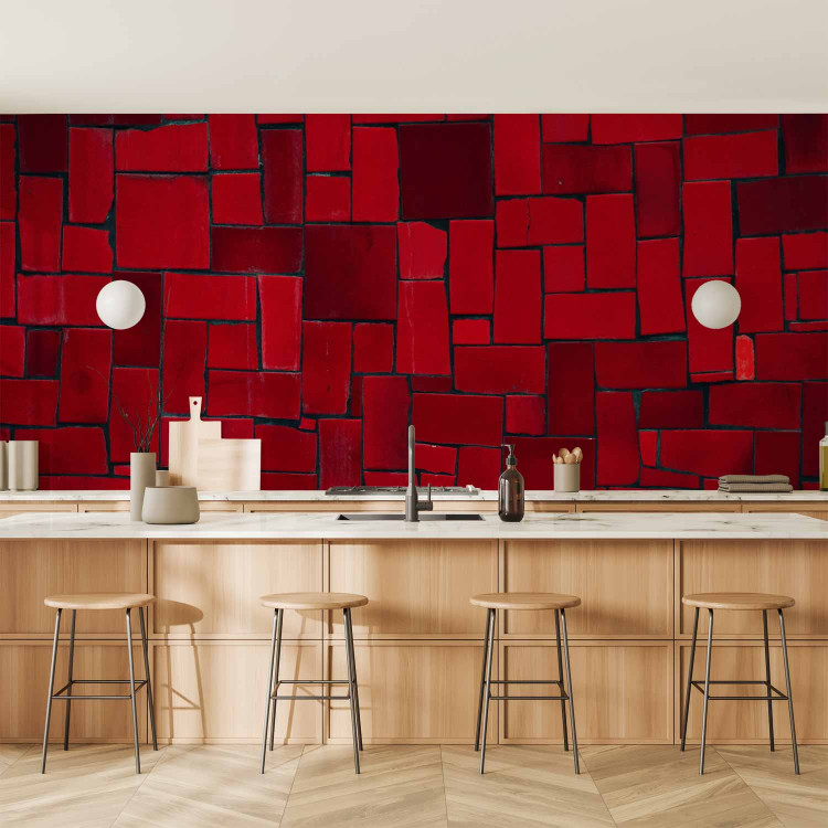 Photo Wallpaper Angular imagery - mosaic of red elements 92074 additionalImage 6