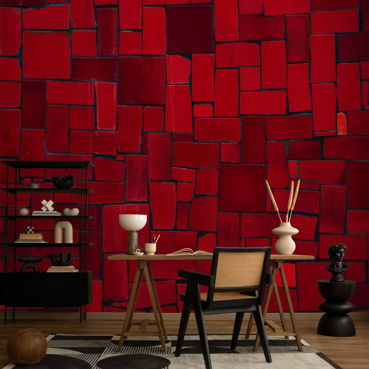 Photo Wallpaper Angular imagery - mosaic of red elements 92074 additionalImage 4