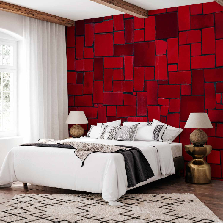 Photo Wallpaper Angular imagery - mosaic of red elements 92074 additionalImage 2