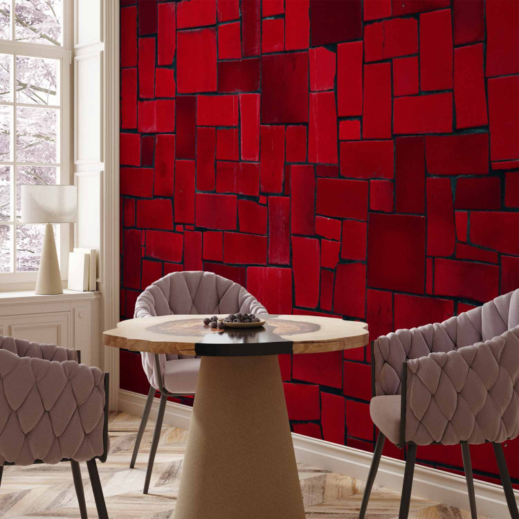 Photo Wallpaper Angular imagery - mosaic of red elements 92074 additionalImage 7