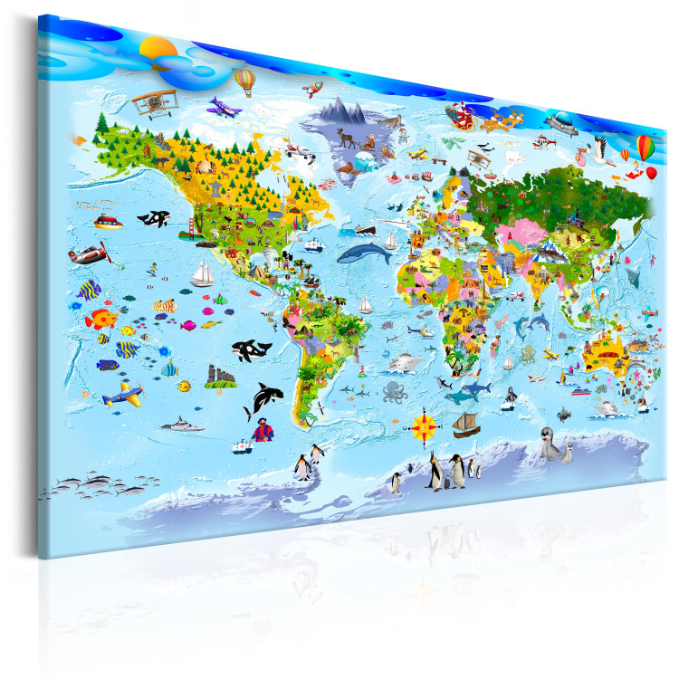 Canvas Art Print Children's Map: Colourful Travels 97574 additionalImage 2