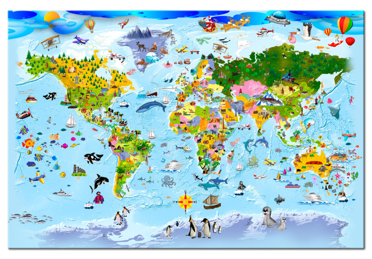 Canvas Art Print Children's Map: Colourful Travels 97574