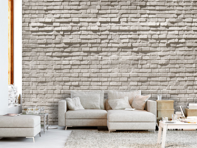 Wall Mural Brick wall - industrial background of regular texture of grey stones 98074