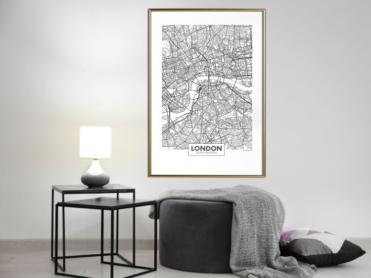 Poster Map of London - black and white map of the capital of the United Kingdom and texts 116384 additionalImage 13