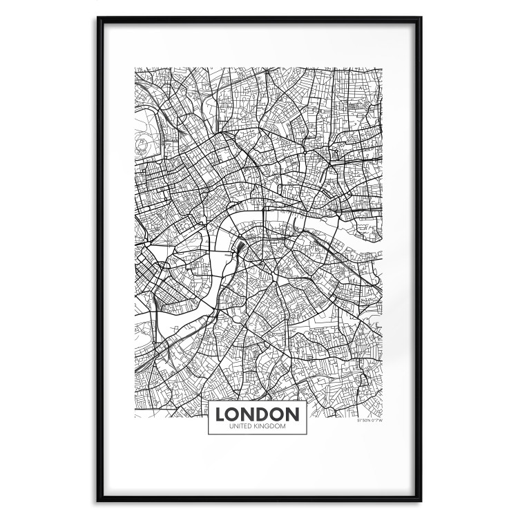 Poster Map of London - black and white map of the capital of the United Kingdom and texts 116384 additionalImage 15
