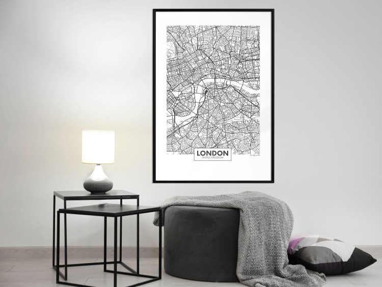 Poster Map of London - black and white map of the capital of the United Kingdom and texts 116384 additionalImage 9