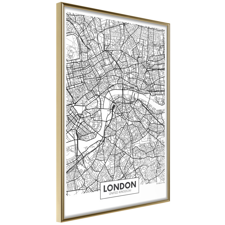 Poster Map of London - black and white map of the capital of the United Kingdom and texts 116384 additionalImage 3