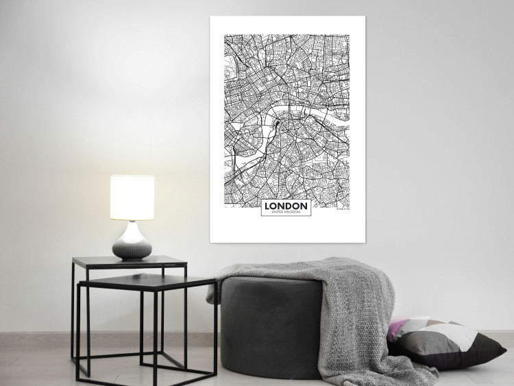 Poster Map of London - black and white map of the capital of the United Kingdom and texts 116384 additionalImage 7