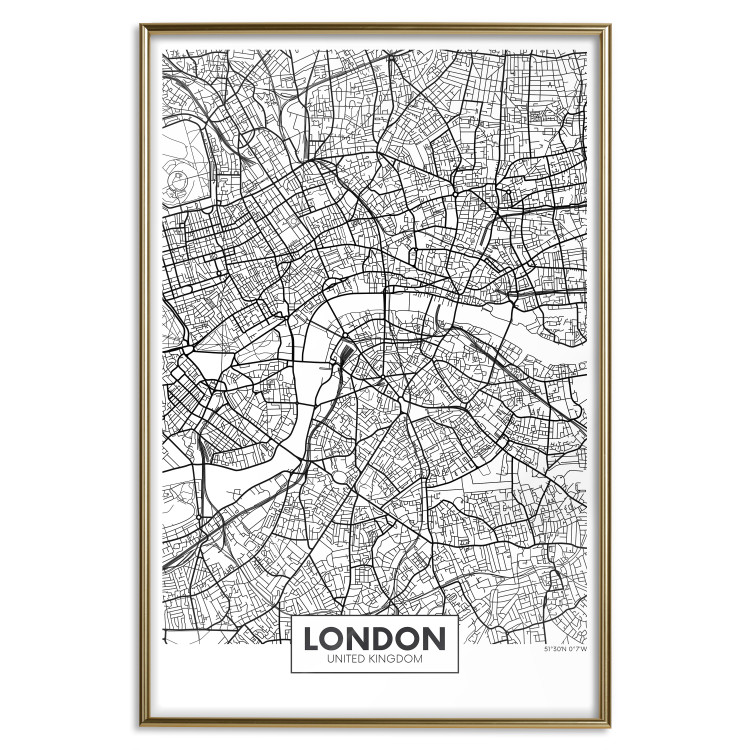 Poster Map of London - black and white map of the capital of the United Kingdom and texts 116384 additionalImage 16
