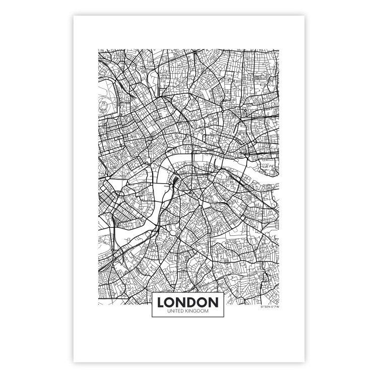 Poster Map of London - black and white map of the capital of the United Kingdom and texts 116384 additionalImage 19