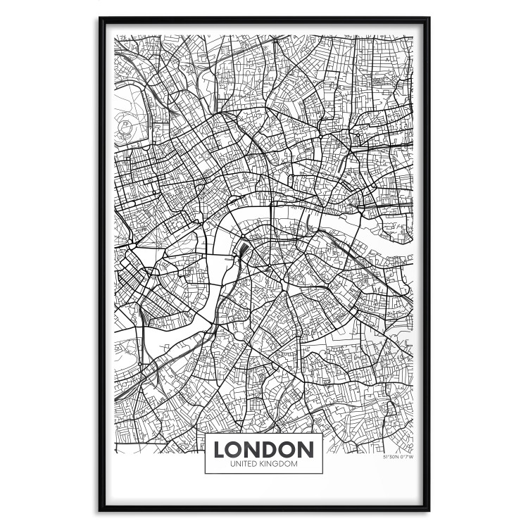 Poster Map of London - black and white map of the capital of the United Kingdom and texts 116384 additionalImage 18