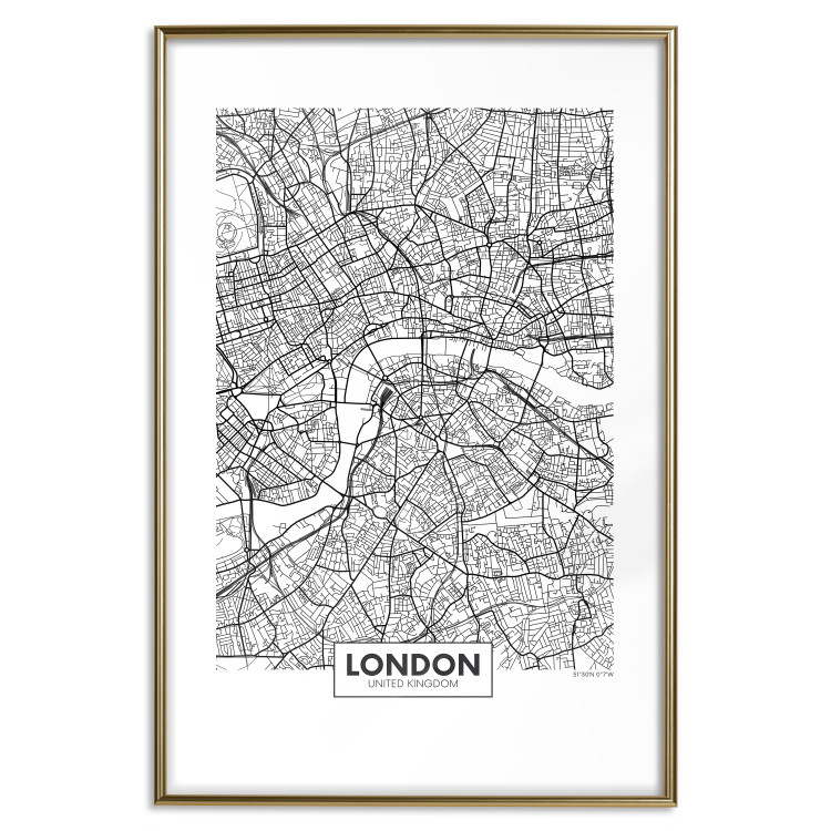 Poster Map of London - black and white map of the capital of the United Kingdom and texts 116384 additionalImage 14