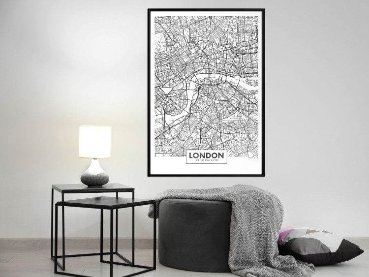 Poster Map of London - black and white map of the capital of the United Kingdom and texts 116384 additionalImage 8