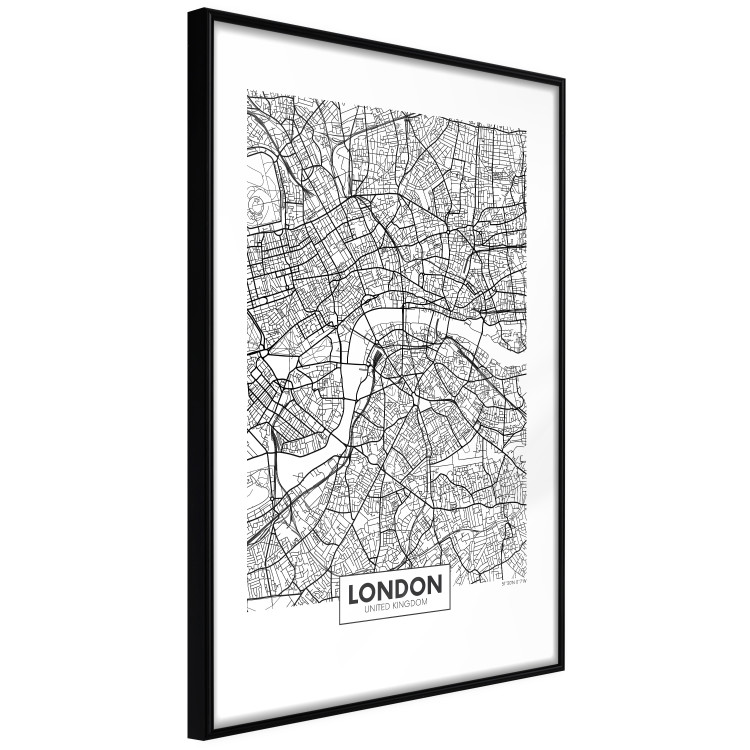 Poster Map of London - black and white map of the capital of the United Kingdom and texts 116384 additionalImage 12