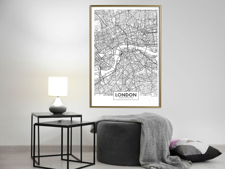 Poster Map of London - black and white map of the capital of the United Kingdom and texts 116384 additionalImage 10