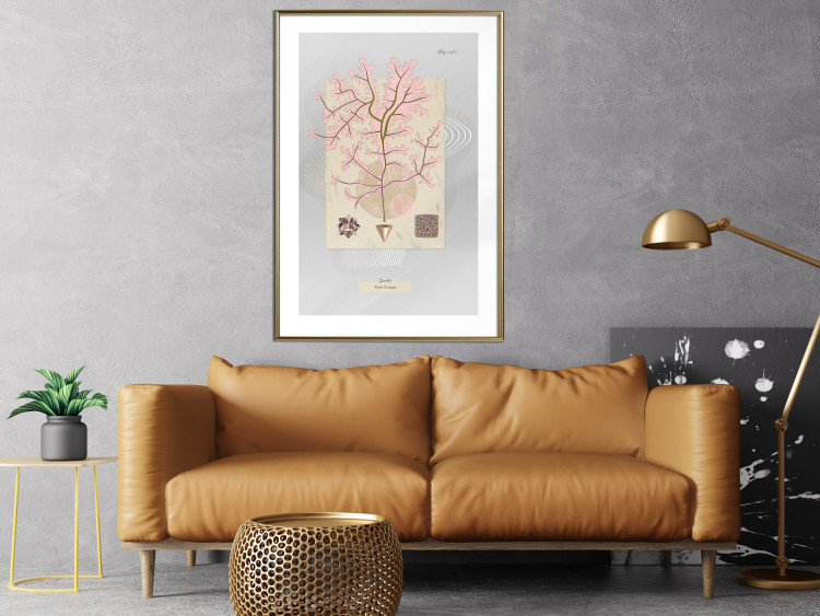 Poster Mysterious Little Tree - abstraction with texts and a plant in pale colors 116884 additionalImage 13
