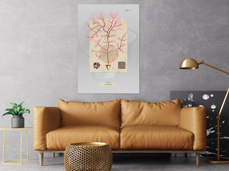 Poster Mysterious Little Tree - abstraction with texts and a plant in pale colors 116884 additionalImage 17