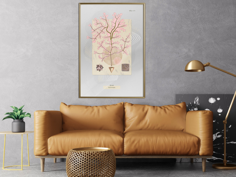 Poster Mysterious Little Tree - abstraction with texts and a plant in pale colors 116884 additionalImage 5
