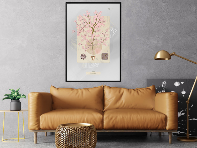 Poster Mysterious Little Tree - abstraction with texts and a plant in pale colors 116884 additionalImage 3