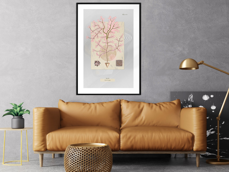 Poster Mysterious Little Tree - abstraction with texts and a plant in pale colors 116884 additionalImage 4