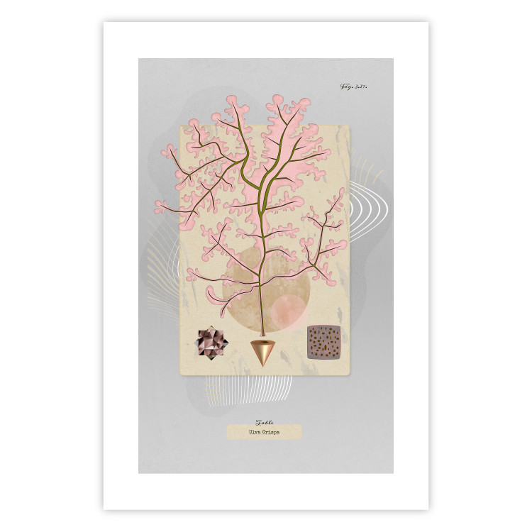 Poster Mysterious Little Tree - abstraction with texts and a plant in pale colors 116884 additionalImage 19