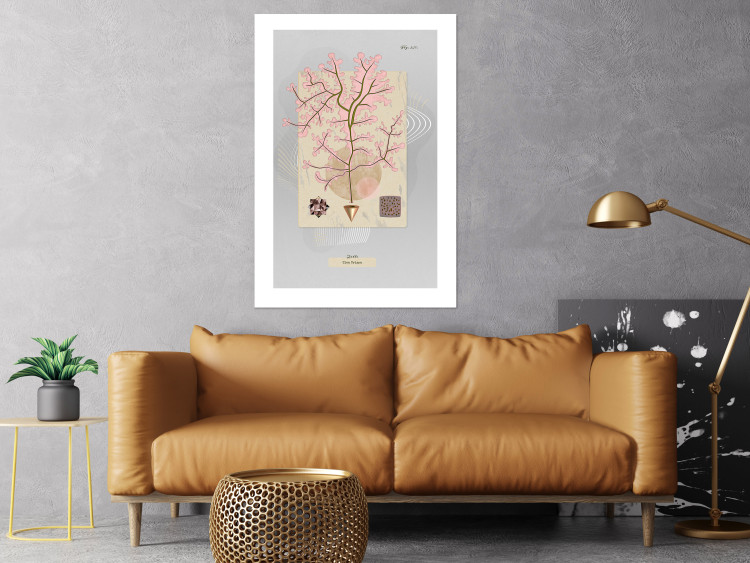 Poster Mysterious Little Tree - abstraction with texts and a plant in pale colors 116884 additionalImage 2