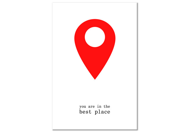 Canvas Art Print You are in the best place - inscription in English with a red graphic motif on a white background 117484