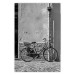 Wall Poster Old Italian Bicycle - black and white shot with a view of a stone street 117784