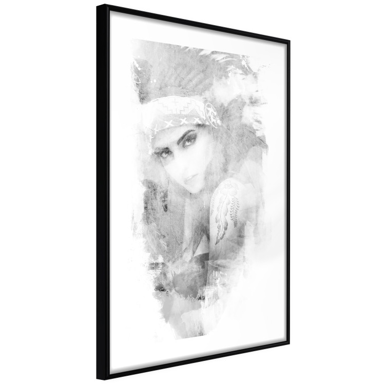 Wall Poster Ethnic Gaze - black portrait of an indigenous woman on white background 123284 additionalImage 11