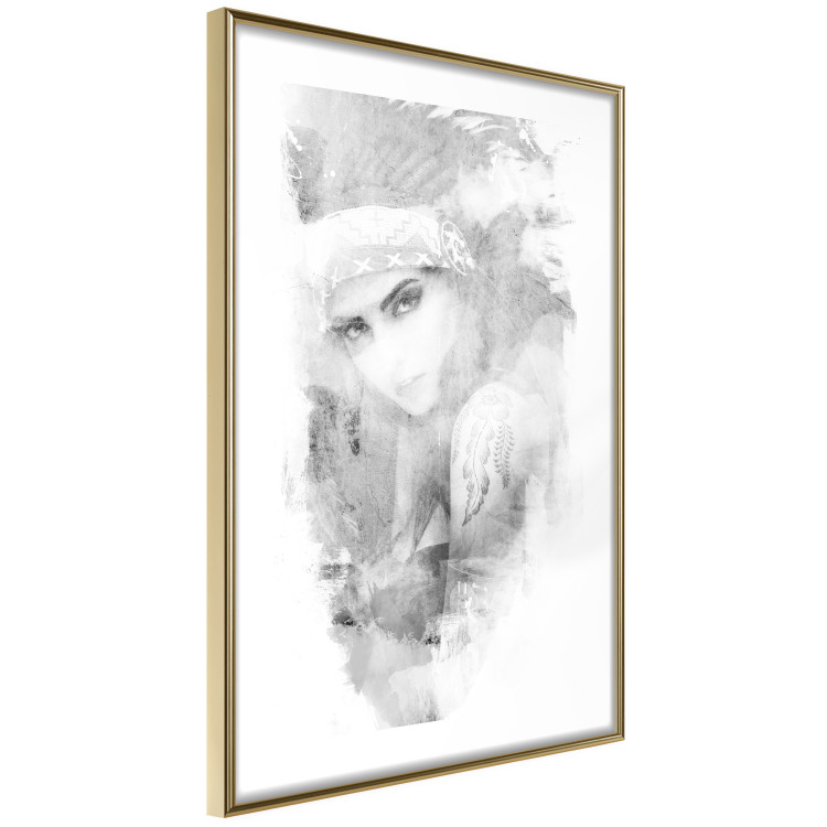 Wall Poster Ethnic Gaze - black portrait of an indigenous woman on white background 123284 additionalImage 6