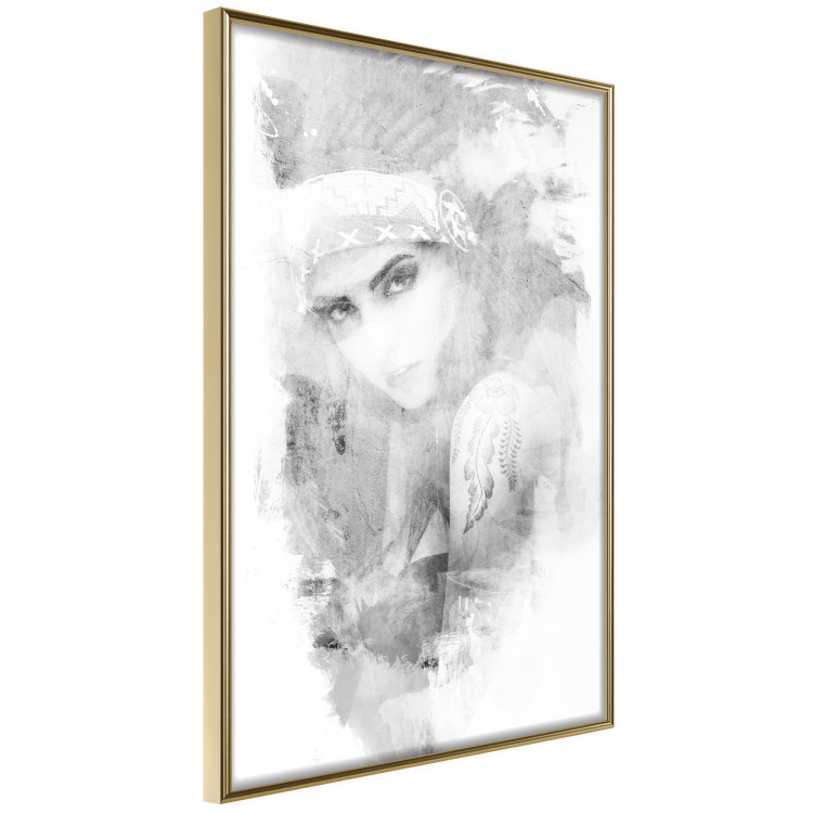 Wall Poster Ethnic Gaze - black portrait of an indigenous woman on white background 123284 additionalImage 12