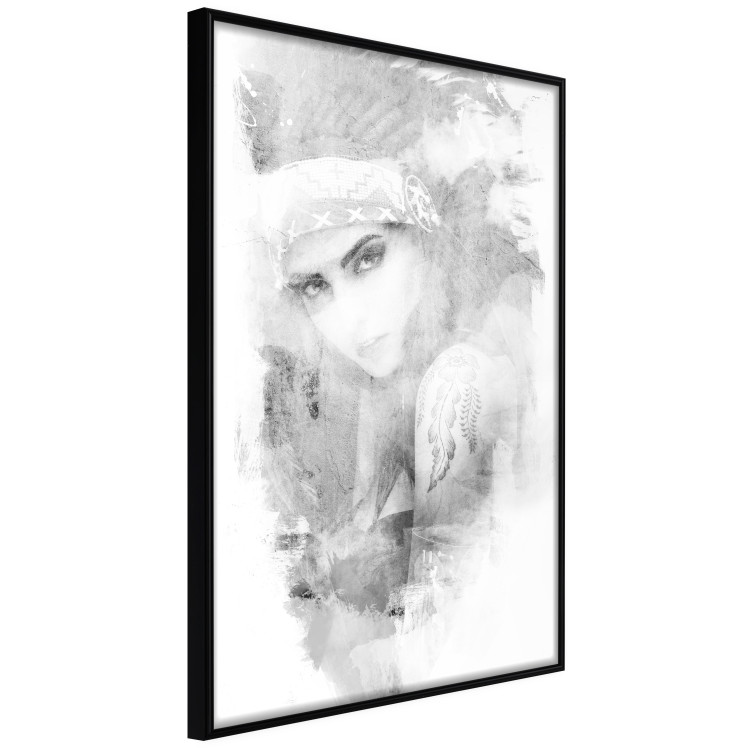 Wall Poster Ethnic Gaze - black portrait of an indigenous woman on white background 123284 additionalImage 12