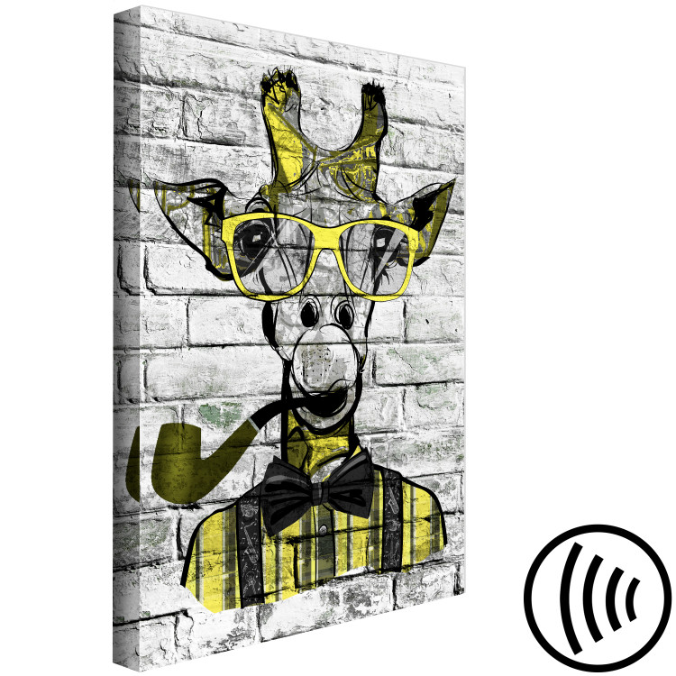 Canvas Print Giraffe with Pipe (1 Part) Vertical Yellow 123384 additionalImage 6