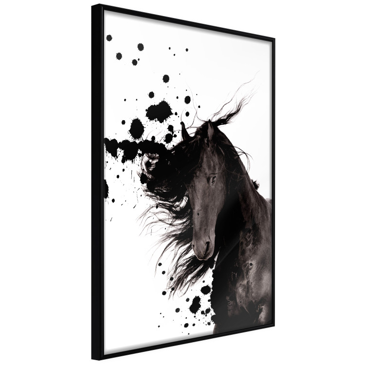 Poster Abstract Element - black horse and abstract spots on a white background 126884 additionalImage 11