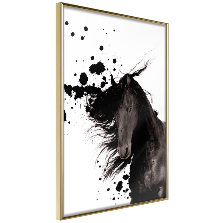 Poster Abstract Element - black horse and abstract spots on a white background 126884 additionalImage 12