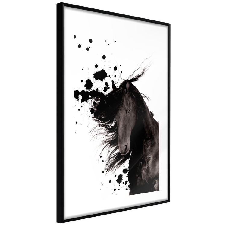Poster Abstract Element - black horse and abstract spots on a white background 126884 additionalImage 6