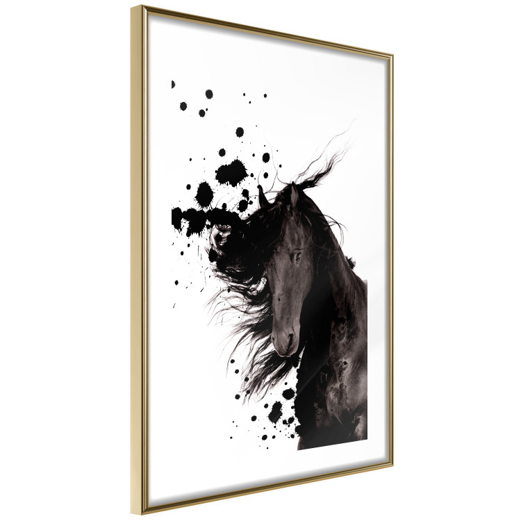 Poster Abstract Element - black horse and abstract spots on a white background 126884 additionalImage 7