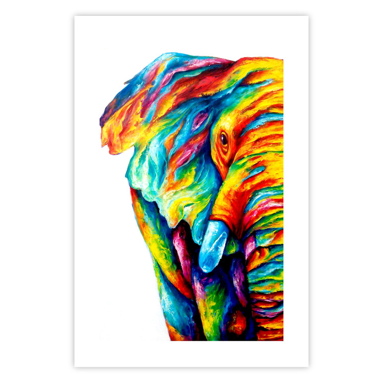 Poster Colorful Elephant - abstract animal in various colors on a white background 126984 additionalImage 19