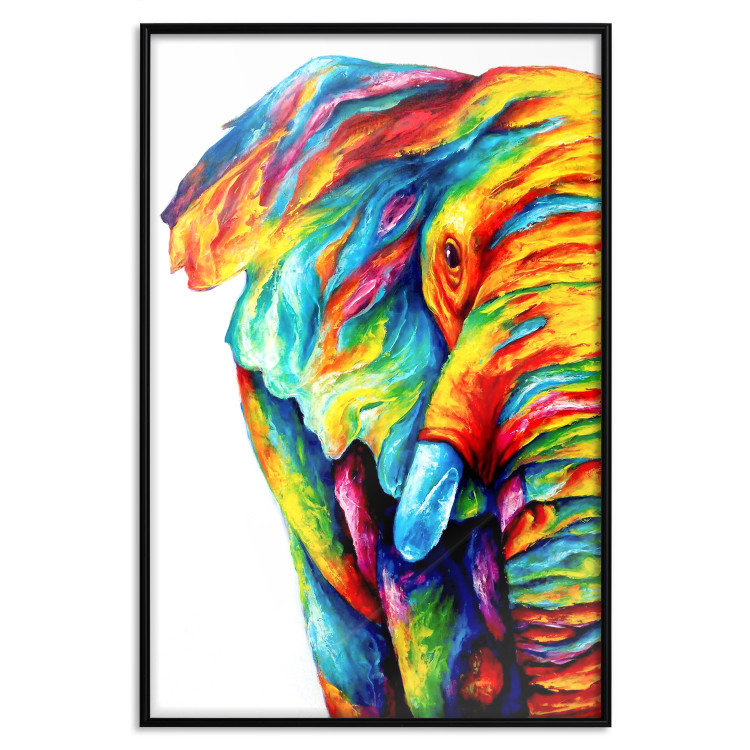 Poster Colorful Elephant - abstract animal in various colors on a white background 126984 additionalImage 16