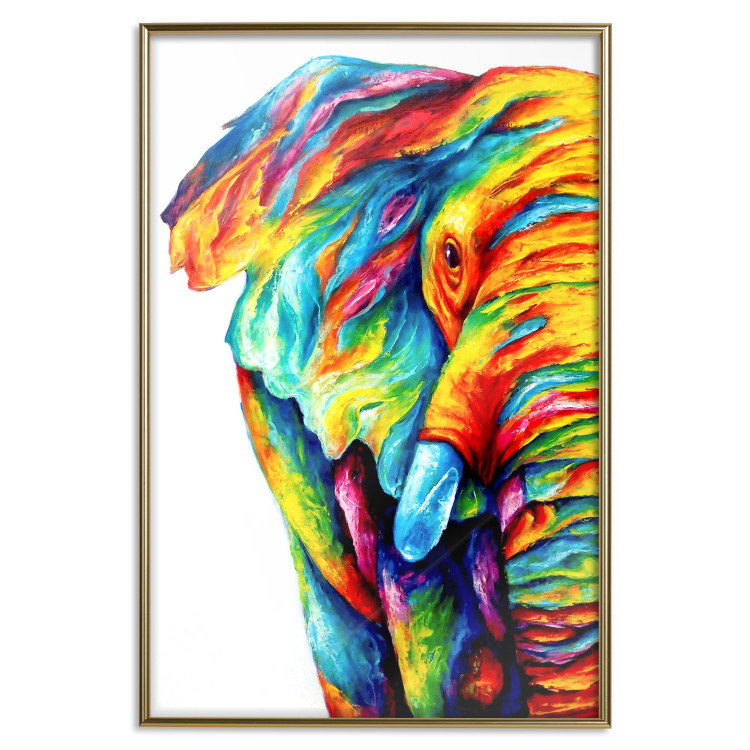 Poster Colorful Elephant - abstract animal in various colors on a white background 126984 additionalImage 17
