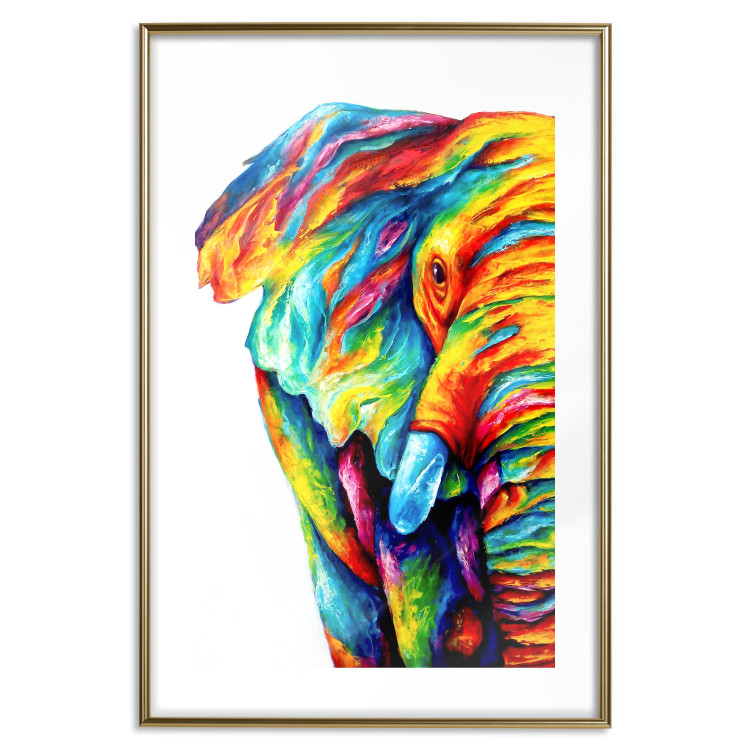 Poster Colorful Elephant - abstract animal in various colors on a white background 126984 additionalImage 14