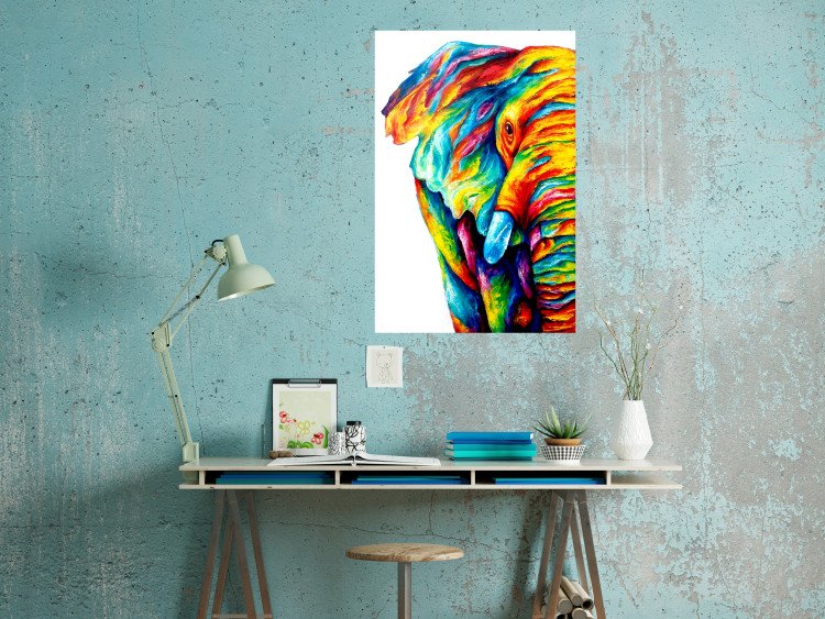 Poster Colorful Elephant - abstract animal in various colors on a white background 126984 additionalImage 2