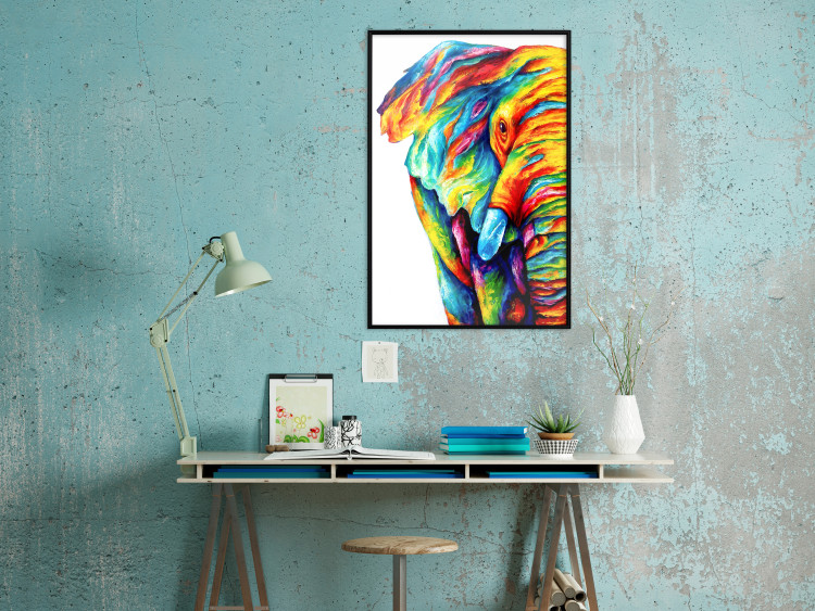 Poster Colorful Elephant - abstract animal in various colors on a white background 126984 additionalImage 4