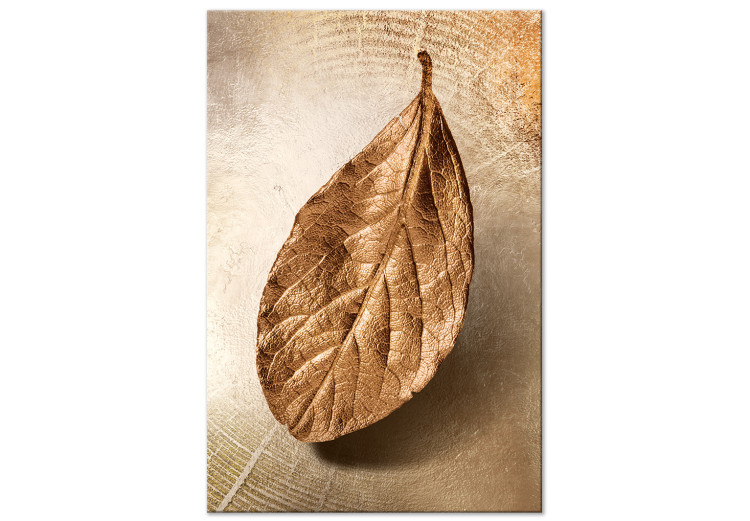 Canvas Art Print Golden Lightness (1-part) vertical - autumn nature hidden in a leaf 127384