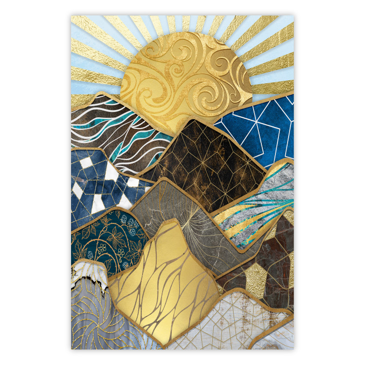 Poster Magical Land - abstract mountain landscape in mosaic form 128084