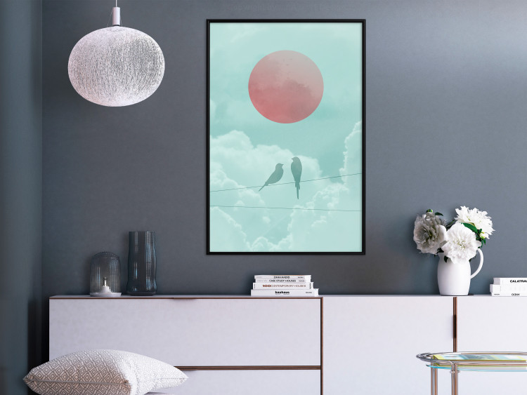 Poster Pastel Sunset - abstract birds against blue clouds 129584 additionalImage 4