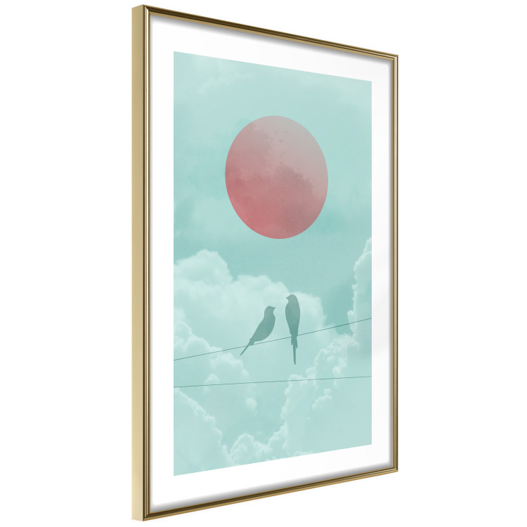 Poster Pastel Sunset - abstract birds against blue clouds 129584 additionalImage 7