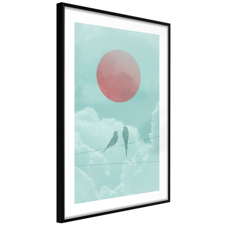 Poster Pastel Sunset - abstract birds against blue clouds 129584 additionalImage 6