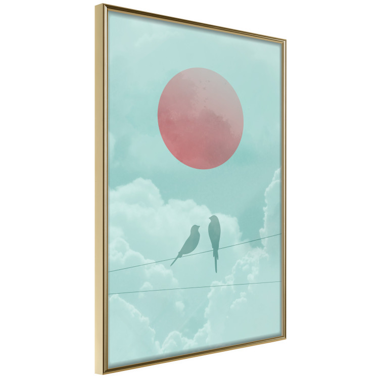 Poster Pastel Sunset - abstract birds against blue clouds 129584 additionalImage 12
